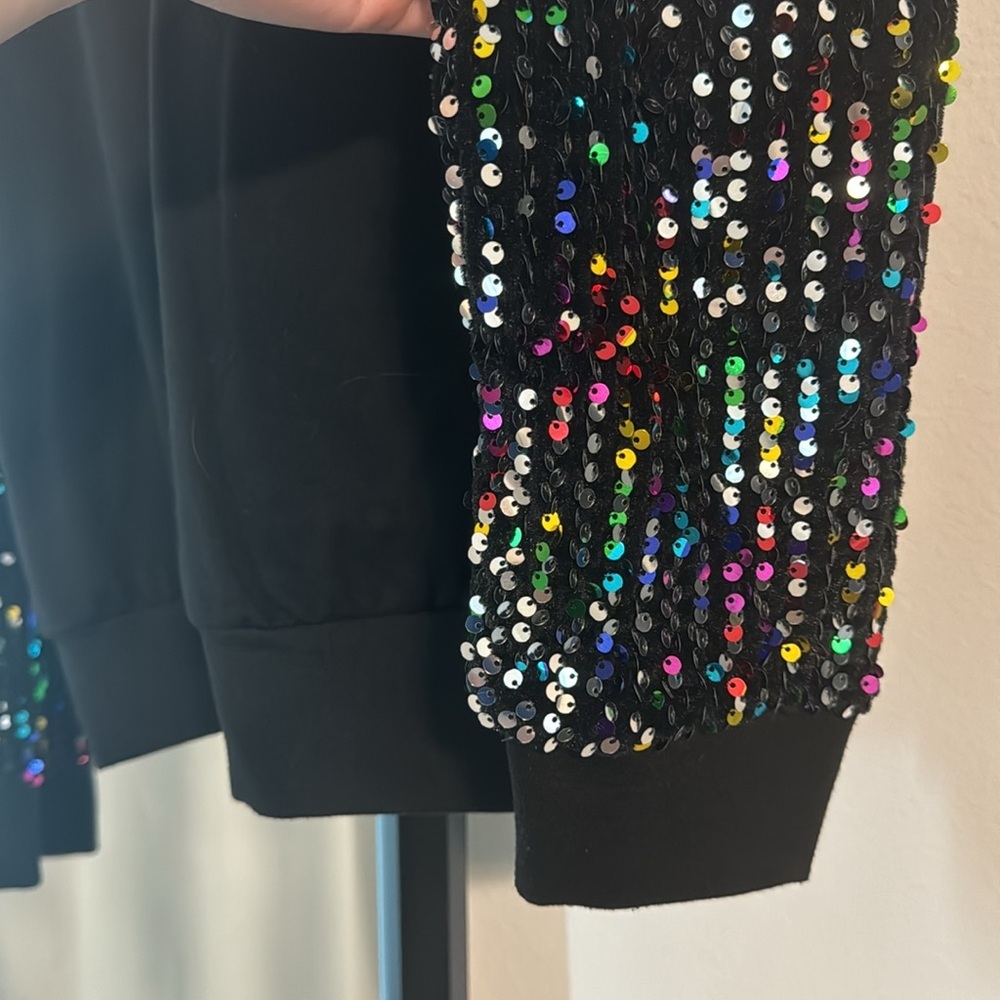 Black Sequin Sleeve Sweatshirt - Picture 4 of 5